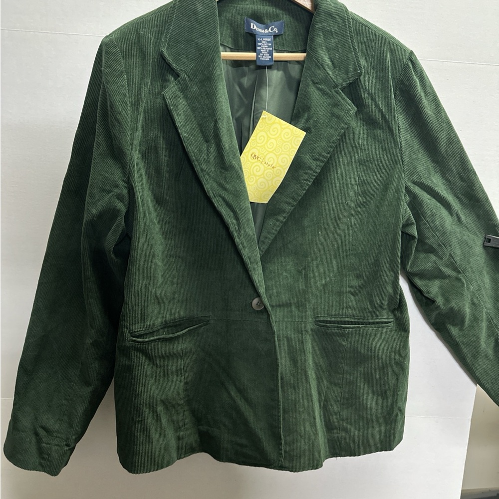 Denim&Co Forest Green Corduroy Blazer